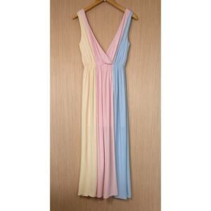 Audrey Parks + Francescas Pastel Stripe Maxi Dress Womens Size Small Boho Chic